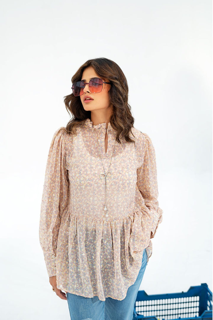 PRINTED BROSHIAPEPLUM TOР