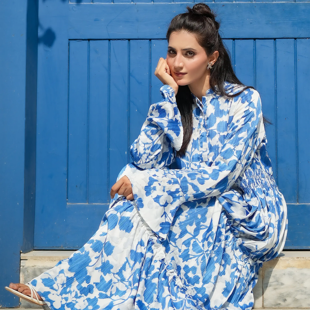 WRINKLED PRINTED DRESS