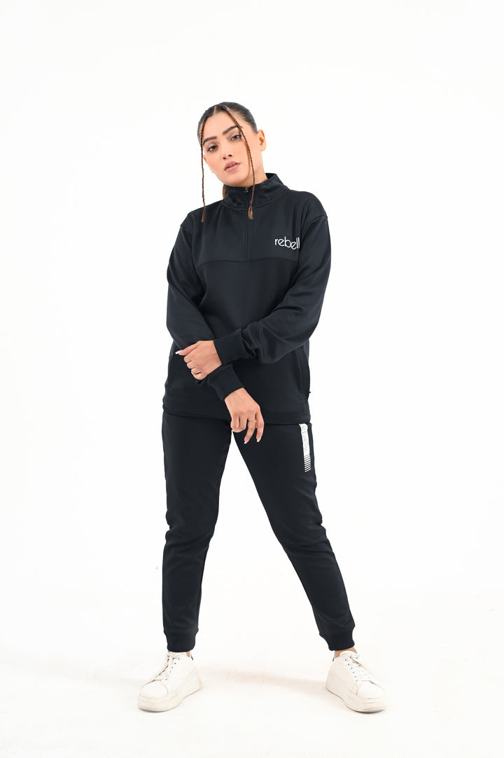 Premium MockNeck Tracksuit / Black