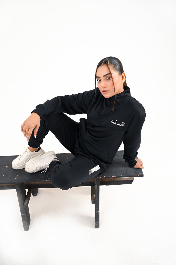 Premium MockNeck Tracksuit / Black