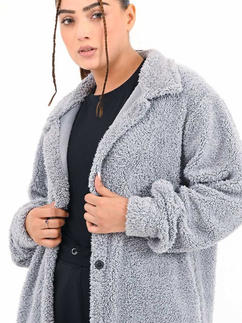 Premium Sherpa Long Coat / Grey