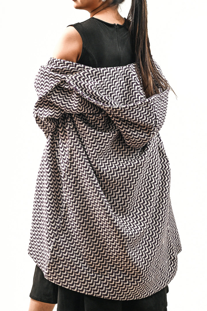 WEAVED CHEVRON LONG COAT