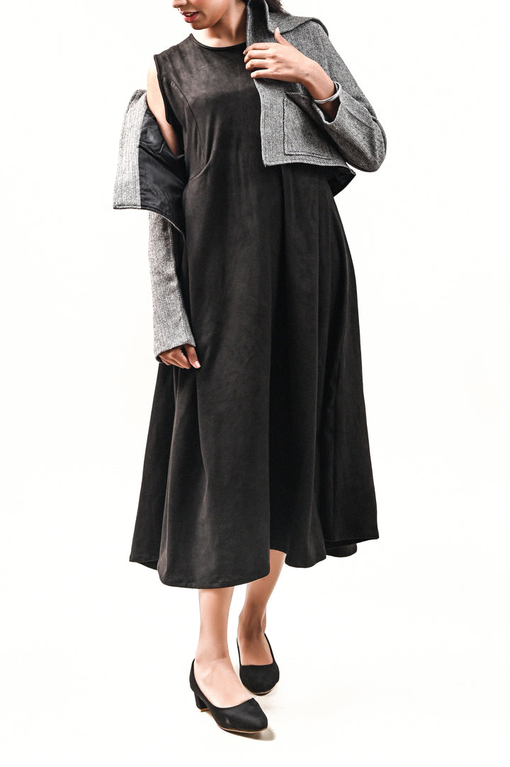 Elegant Cropped Jacket with Long Dress (Semi-Aniline Leather)