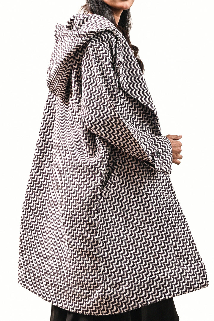 WEAVED CHEVRON LONG COAT