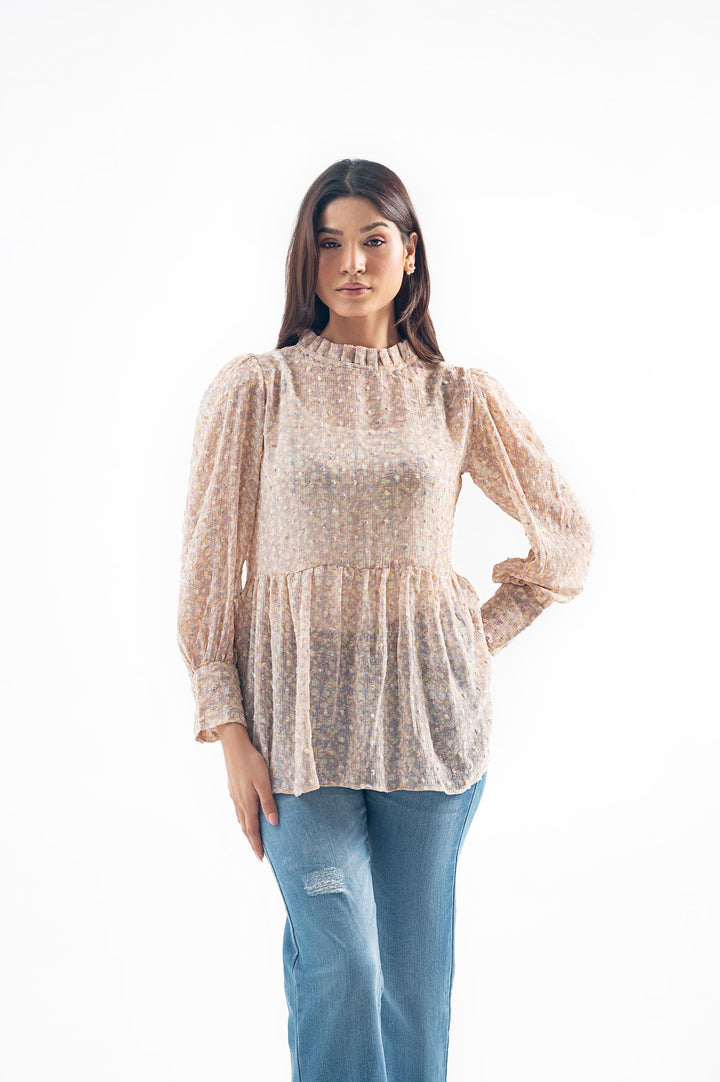 PRINTED BROSHIAPEPLUM TOР