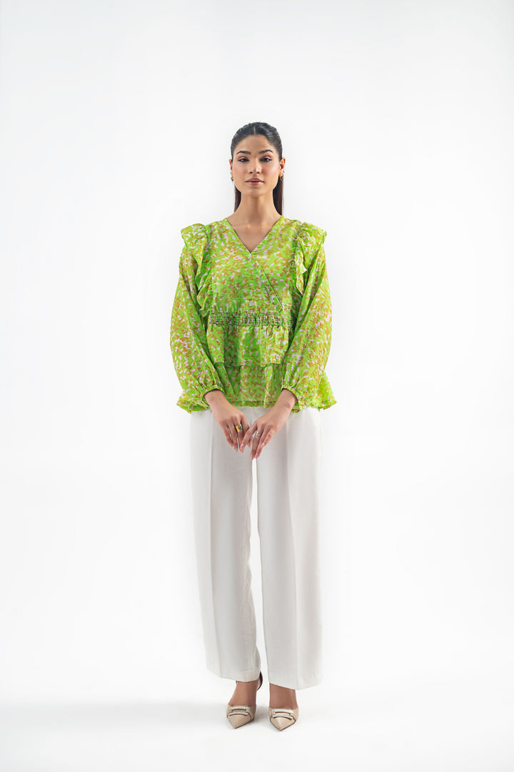 ABSTRACT PRINT PEPLUM TOP