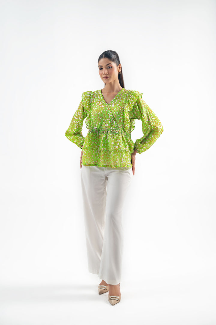 ABSTRACT PRINT PEPLUM TOP