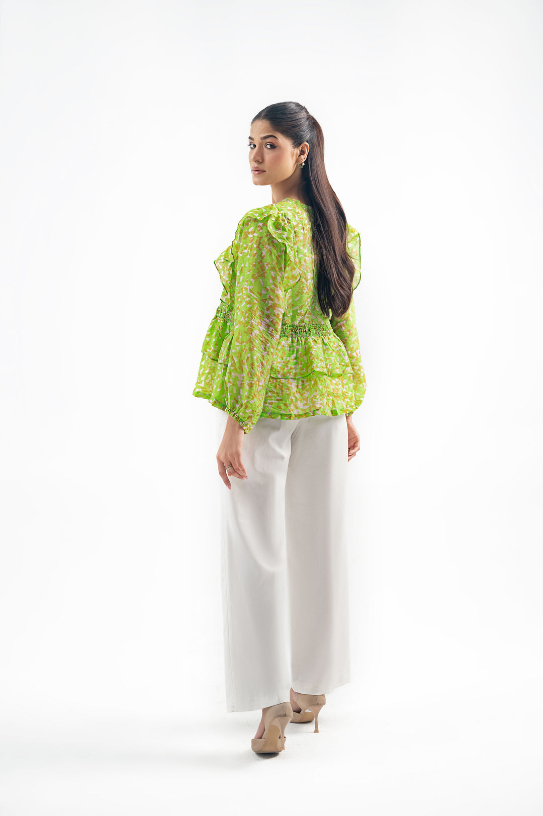 ABSTRACT PRINT PEPLUM TOP
